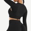 Top Round Collar Long Sleeve Crop Top For Running - Afbeelding 4