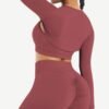 Top Round Collar Long Sleeve Crop Top For Running - Afbeelding 6