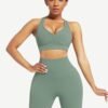 Racerback High Waist Pockets Sports Suit Breathable