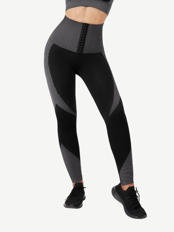 Seamless High-waisted Tummy Yoga Pants With Three-row Eye And Hook Closure - Afbeelding 2
