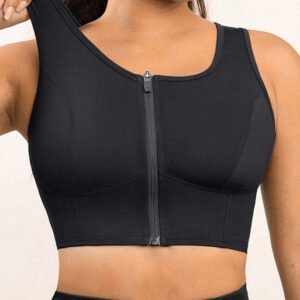 Zipper Sports Shockproof Bra Crop With Four steel Boning