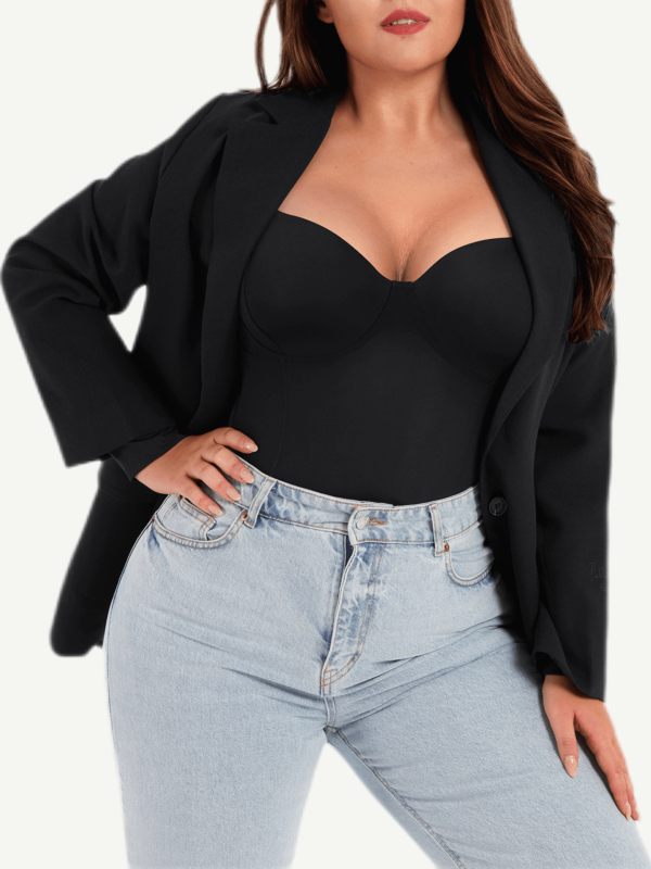 Retro Collar t-shirt Thong Bodysuit - Afbeelding 3