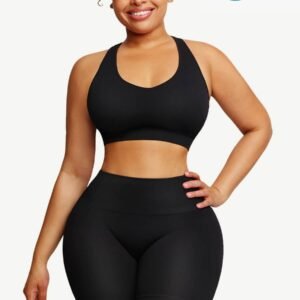 Eco-friendly Sexy V Neck Seamless Sportswear Biker Shorts Set