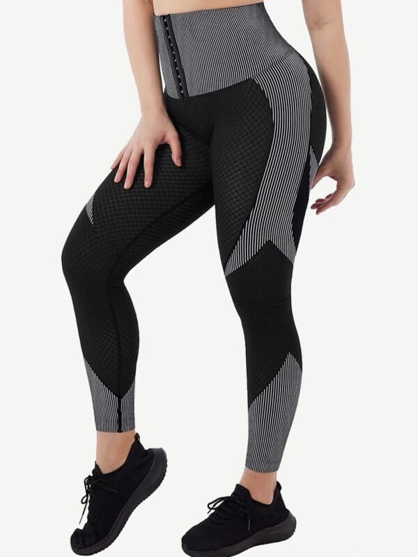 Seamless High-waisted Tummy Yoga Pants With Three-row Eye And Hook Closure - Afbeelding 4