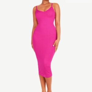 Eco-friendly Spaghetti Strap V-neck Snatched Seamless Shaper Dress
