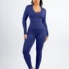 Deep V-neck High Stretchy Seamless Tummy Control Jumpsuit - Afbeelding 5
