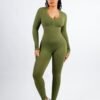 Deep V-neck High Stretchy Seamless Tummy Control Jumpsuit - Afbeelding 7