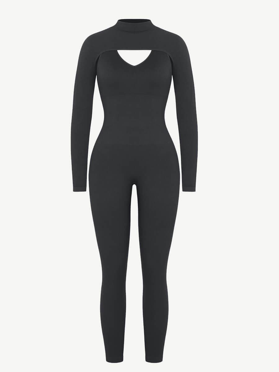 2 Piece Set Seamless High Stretchy Tummy Control Jumpsuit With Removable cup pads - Afbeelding 2