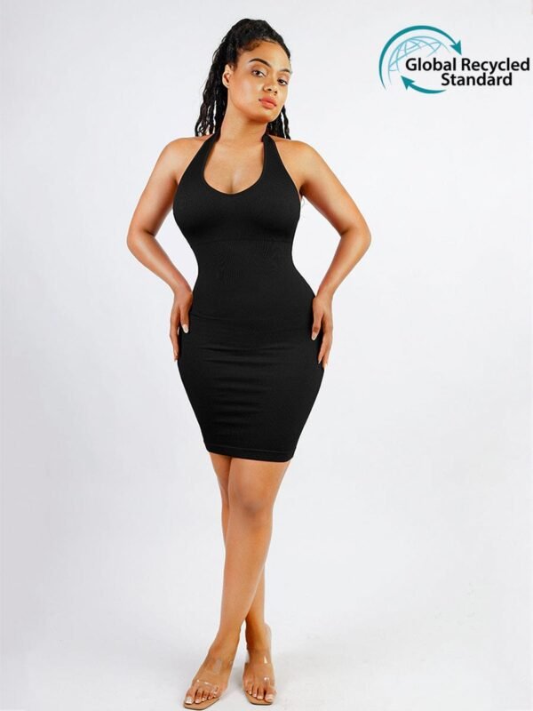 Eco-friendly Seamless Halter Neck Deep U Outer Wear Shaping Dress - Afbeelding 4