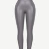 Mid-Waist Silver Film Sauna Yoga Sports Pants - Afbeelding 2