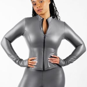 Silver Film Sauna Long Sleeve Thumb Hole Sports Top