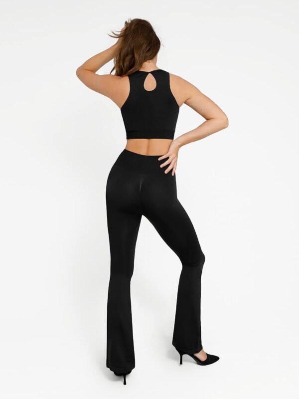 Seamless Crew Neck Tracksuit with Flared Legs and Removable Breast Cups - Afbeelding 2