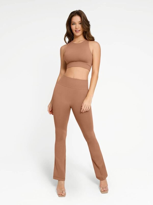 Seamless Crew Neck Tracksuit with Flared Legs and Removable Breast Cups - Afbeelding 7