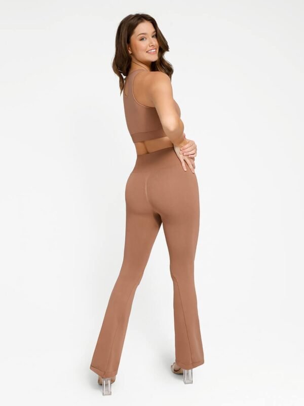 Seamless Crew Neck Tracksuit with Flared Legs and Removable Breast Cups - Afbeelding 6