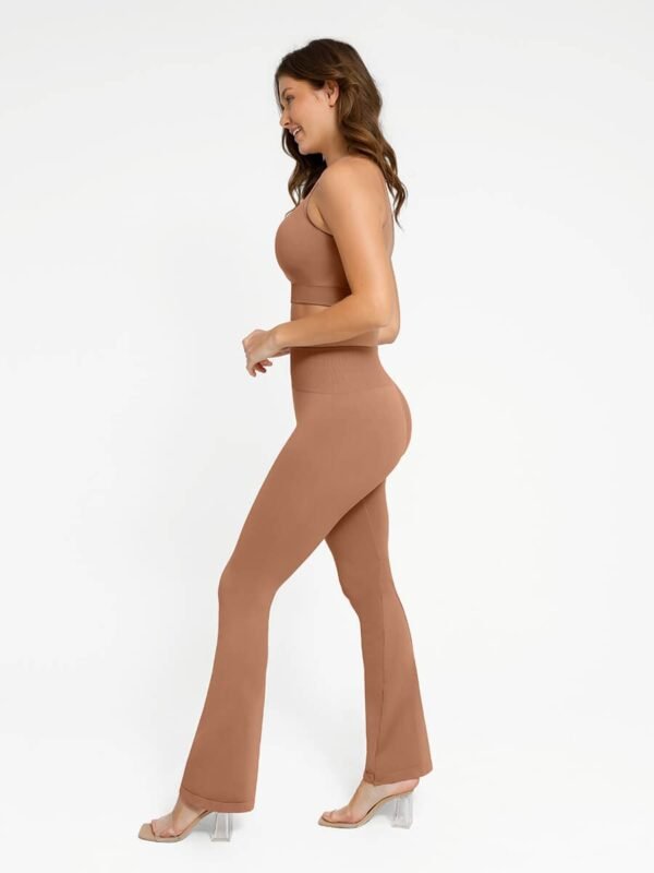 Seamless Crew Neck Tracksuit with Flared Legs and Removable Breast Cups - Afbeelding 5