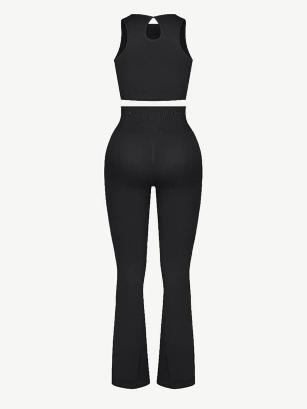 Seamless Crew Neck Tracksuit with Flared Legs and Removable Breast Cups - Afbeelding 3