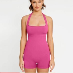 Seamless Eco-friendly Halter Neck Waist Shaping Jumpsuit