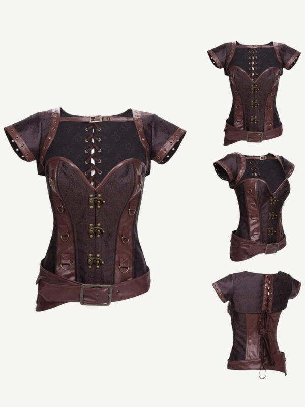 Gothic Ladies Corset Retro Brocade Abdominal Control With Steel Bone Waist Trimmer Top - Afbeelding 3
