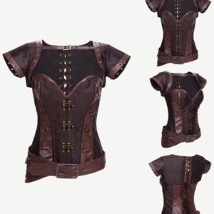 Gothic Ladies Corset Retro Brocade Abdominal Control With Steel Bone Waist Trimmer Top