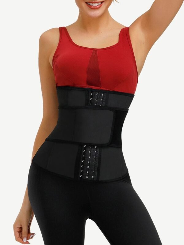 Faddish Black Neoprene Waist Cincher 3 Rows Hooks Sticker Smooth Abdomen - Afbeelding 4