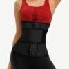 Faddish Black Neoprene Waist Cincher 3 Rows Hooks Sticker Smooth Abdomen