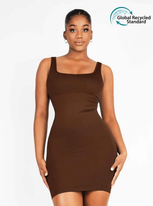 Eco-friendly Square-neck Shaper Snatched Seamless Dress - Afbeelding 20
