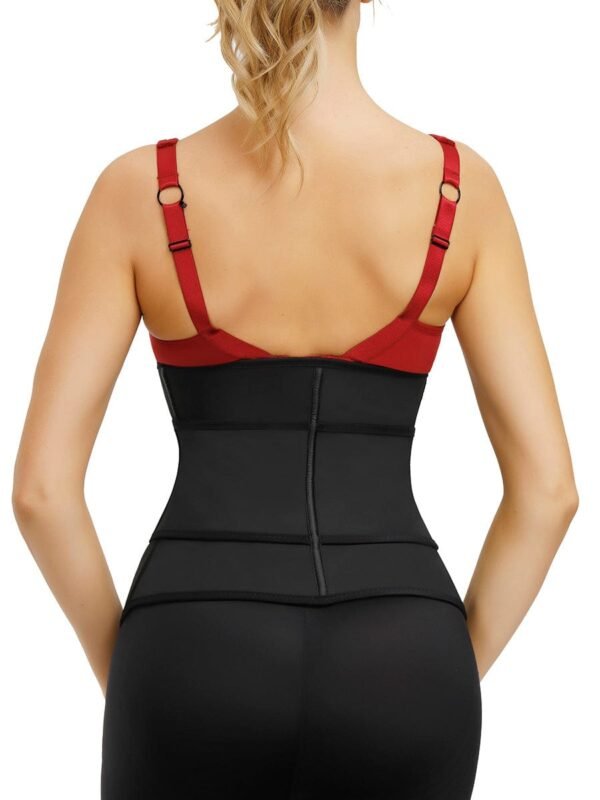 Faddish Black Neoprene Waist Cincher 3 Rows Hooks Sticker Smooth Abdomen - Afbeelding 3