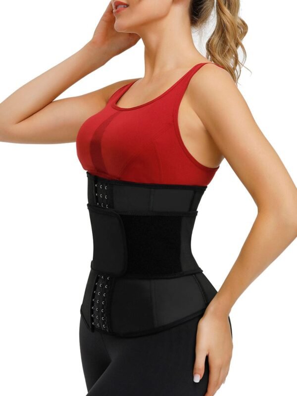 Faddish Black Neoprene Waist Cincher 3 Rows Hooks Sticker Smooth Abdomen - Afbeelding 2