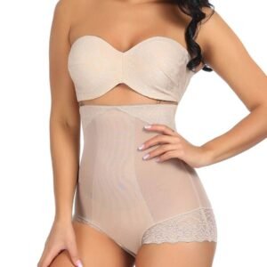 Plus Size High Waist Panty Girdle Lace Hem Breathable