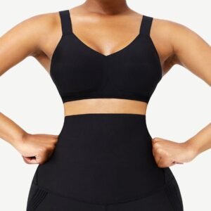Black Seamless Shapewear Bra Removable Pads Tight Fitting