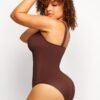 Square Collar Elastic Sexy Outerwear Shape Bodysuit - Afbeelding 2