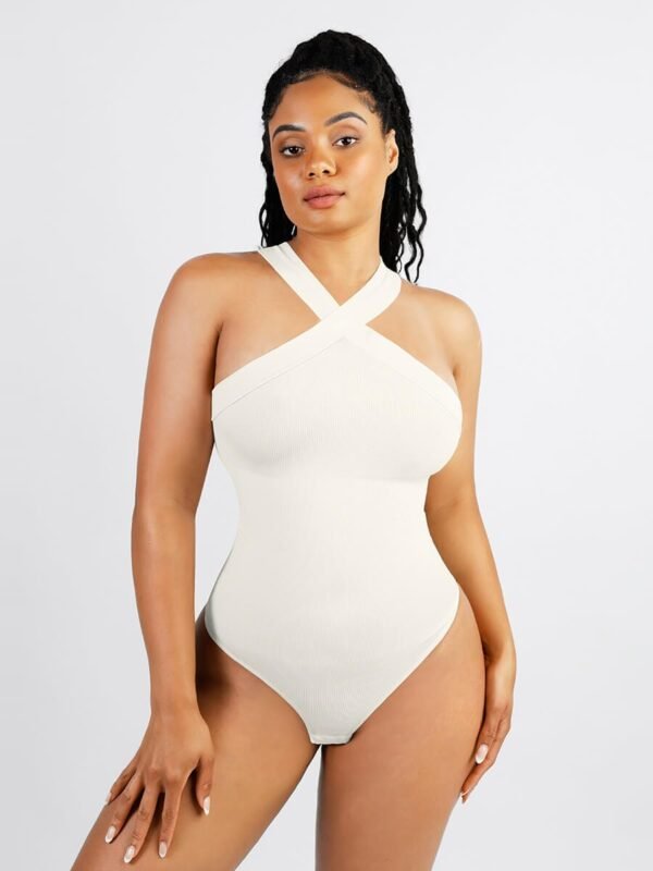 Seamless Crossover Halter Thong Bodysuit - Afbeelding 3