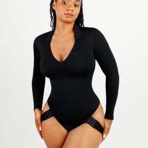 Deep V Neck Butt Lifting Shapewear Abdomen Shaping Thong Bodysuit