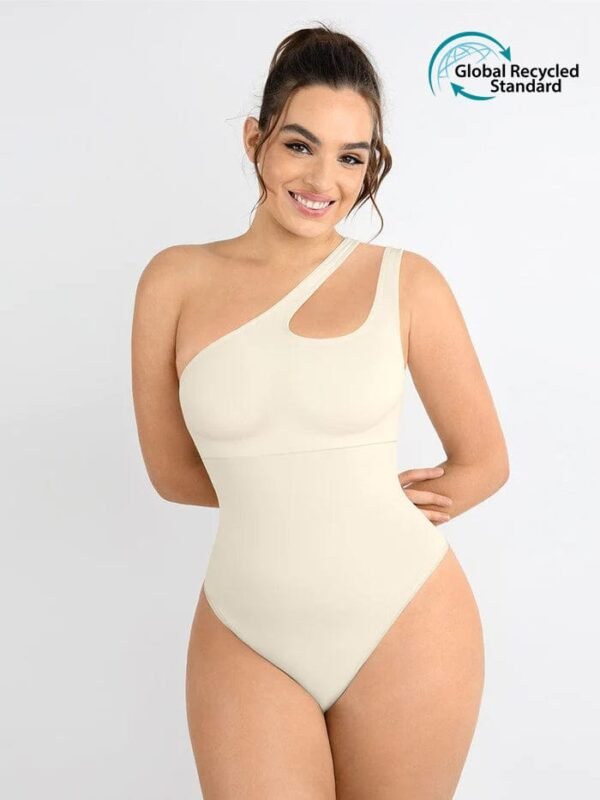 One-shoulder Cut Out Waist and Abdomen Compression Shapewear Bodysuit - Afbeelding 7