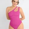 One-shoulder Cut Out Waist and Abdomen Compression Shapewear Bodysuit