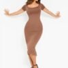 Seamless Eco-Friendly Back Slit Outer Shaping Dress With Removable Cups - Afbeelding 14