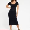 Seamless Eco-Friendly Back Slit Outer Shaping Dress With Removable Cups