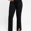 High-waisted Abdominal Control Front Slit Flare Legging