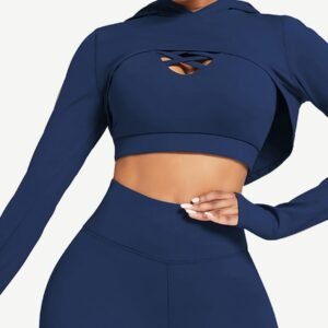 Hooded Neck Detachable Cups Crop Top For Runner