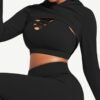 Hooded Neck Detachable Cups Crop Top For Runner - Afbeelding 5