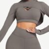 Hooded Neck Detachable Cups Crop Top For Runner - Afbeelding 2