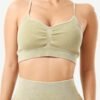 Seamless Wash Ribbed Fabricheart Neckline Sports Bra - Afbeelding 8