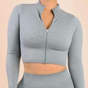 Women's Sports Wear Elastic Ribbed Tops