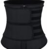 Kinetic Black 7 Steel Bones Waist Cincher Double Belts Firm Control - Afbeelding 4