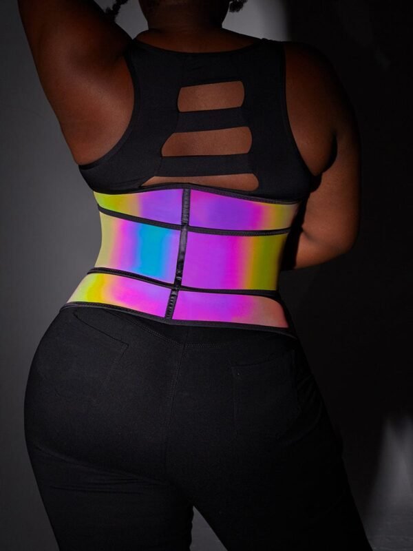 Rainbow Reflective Latex Waist Trainer Abdominal Slimmer Private Label Waist Trainer - Afbeelding 3
