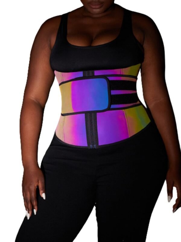 Rainbow Reflective Latex Waist Trainer Abdominal Slimmer Private Label Waist Trainer - Afbeelding 2