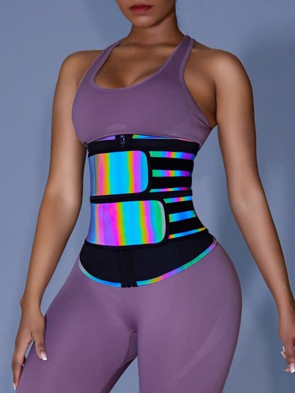 Relective Latex Waist Trainer Zipper Double Belts 7 Steel Bones Curve Shaping - Afbeelding 3