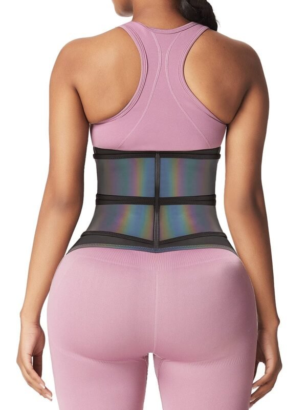 Relective Latex Waist Trainer Zipper Double Belts 7 Steel Bones Curve Shaping - Afbeelding 4