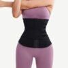 Slimming Tummy Black Neoprene Double Belt Waist Shaper Hooks