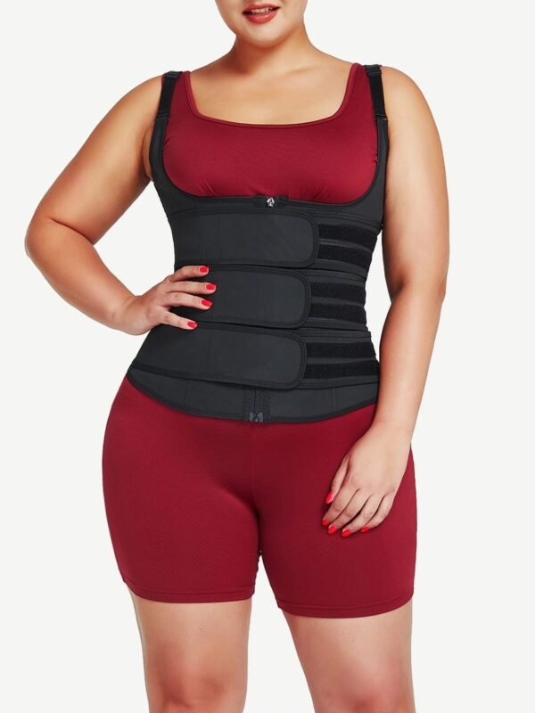 Latex Black Vest Shaper Adjustable Strap Zipper Fat Burning - Afbeelding 3